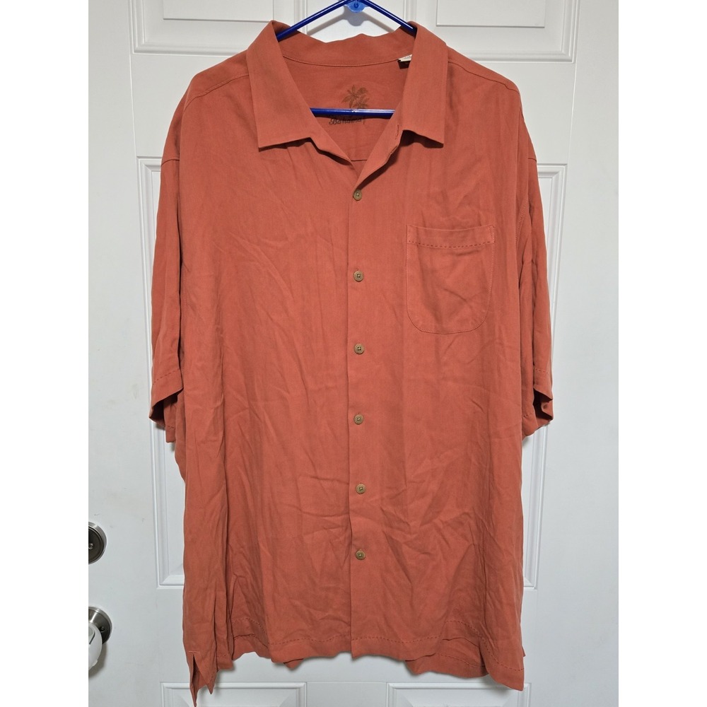 Tommy Bahama Hawaiian Shirt Mens Size 2XB Big Men Burnt Orange